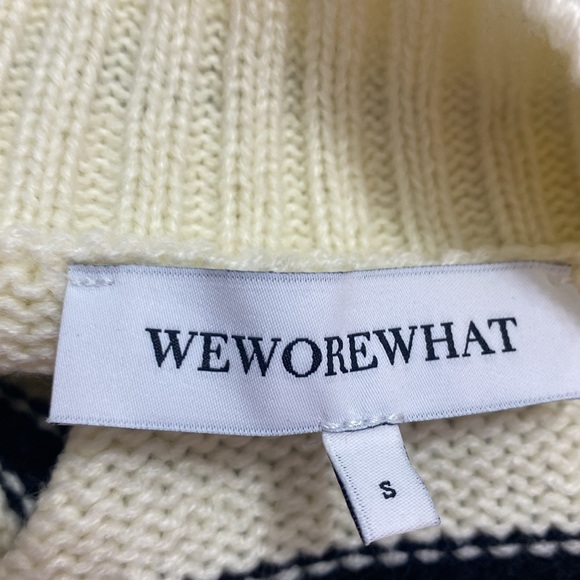 NWOT WEWOREWHAT  Off Shoulder Sweater in Black & Antique White - Picture 6 of 7